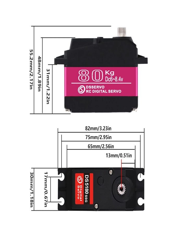 ANNIMOS 80kg 1/5 Scale Motor Servo HV 18T Steel Gear Large Torque for Redcat HPI Baja 5B SS RC Car Compatible SAVOX-0236 LOSI XL 180 Degree - Image 4